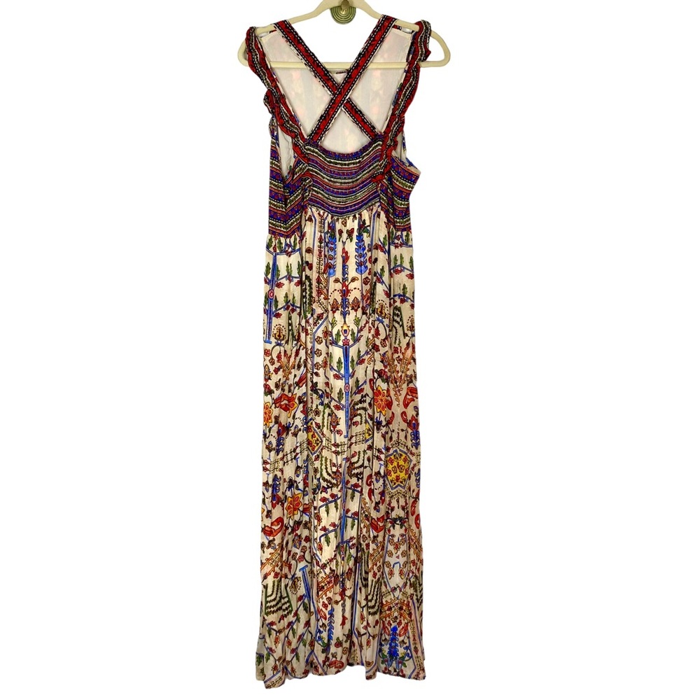 Vineet Bahl Anthropologie Valerie Embroidered Maxi Dress 10 Floral Boho Batik - Picture 6 of 16
